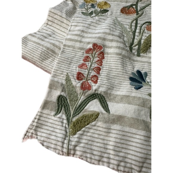 Pier 1 Imports Embroidered Floral Stripe Table Runner Kitchen Dining Decor - Picture 2 of 6